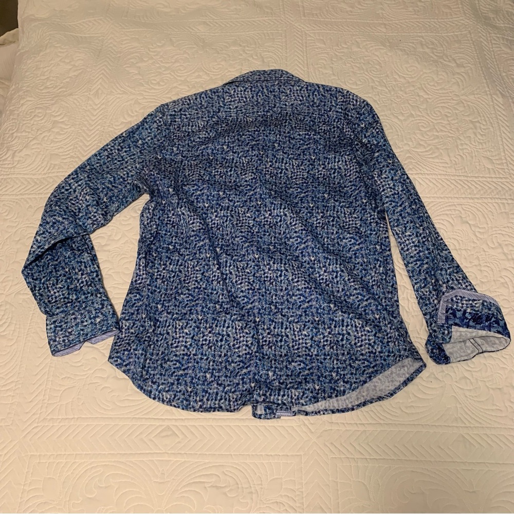 Robert Graham XL men’s dress shirt button up blue labyrinth print long sleeve - Picture 4 of 7
